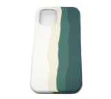 For iPhone 12 Pro Max Rainbow Teal Green Liquid Silicone Cover Case
