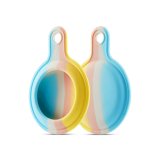 Silicone Protective Case Holder Compatible with Air Tags in Rainbow Pastel Yellow