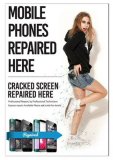 Phone Repair Poster A1 Mobile Phone Repaired Here & Cracked Screen Repair