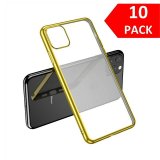For iPhone 11 Pro Bulk Pack of 10 X Clear Silicone Case With Gold Edge