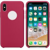 Case For iPhone X Smooth Liquid Silicone Rose Red