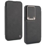 Leather Flip Case with Stand and Camera Protection For iPhone 15 Pro Max in Black