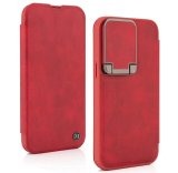 Leather Flip Case with Stand and Camera Protection For iPhone 15 Pro Max in Red
