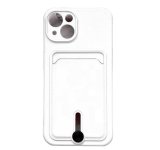 Silicone Card Holder Protection Case For iPhone 15 Plus in White