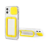 Soft TPU Phone Case For iPhone 13 Mini in Yellow With Camera Lens Protection Cover and Stand