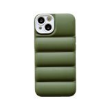 For iPhone 13 Pro Green Puffer Down Jacket Phone Case