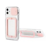 Soft TPU Phone Case For iPhone 13 Mini in Pink With Camera Lens Protection Cover and Stand