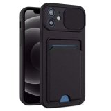 For iPhone X in Black Ultra thin Case with Card slot & Camera shutter