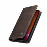 For iPhone 13 Mini Wallet Case in Brown Handmade Leather Magnetic Folio Flip