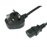 1.8M C13 Kettle Type UK 3 Pin Mains Power Lead Cable Black