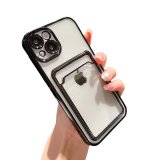 For iPhone 14 Pro - Clear View Card Holder Gel Case With Styled Edge - Black