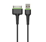Budi Cable For iPhone 4 30 Pin 2.4A 1.2m Sync Charge Black