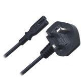 1.8M C7 Figure 8 To UK 3 Pin Mains Power Lead Cable Black