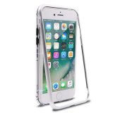 For iPhone 6 White Magnetic Absorption Metal Edge & Glass Back Case