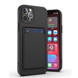 Silicone Card Holder Protection Case For iPhone 14 Pro Max in Black