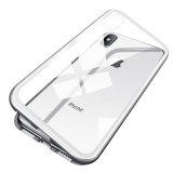 For iPhone 8 Plus White Magnetic Absorption Metal Edge & Glass Back Case