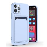 Silicone Card Holder Protection Case For iPhone 14 Pro Max in Lavender