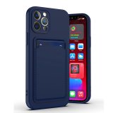 Silicone Card Holder Protection Case For iPhone 14 Pro Max in Navy