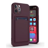 Silicone Card Holder Protection Case For iPhone 14 Plus in Plum
