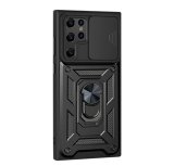 Case For Samsung S22 Plus Black Armoured Clip On With Ring Holder