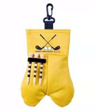 Yellow Golf Tee and Ball Holder with Carabiner Hook Holder Clasp
