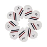 Leather Golf Headcovers Irons Set 9 Pcs Club Iron Head Covers in White With Stripes