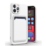 Silicone Card Holder Protection Case For iPhone 14 Pro in White