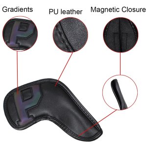 Golf Iron Head Covers With Magnetic Closure Gradient Black 10 Pcs