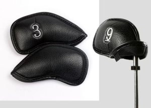 Leather Golf Club Headcovers Irons Set 12 Pcs Club Iron Head Covers in Khaki