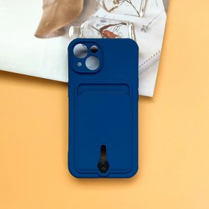 Silicone Card Holder Protection Case For iPhone 15 Plus in Navy