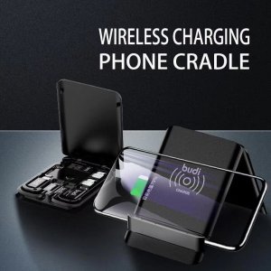 Budi 15W Wireless Charger Multi Functional Box with Phone Cable Adapters White