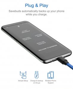 Smart Data Backup Cable Fast Charging Micro USB Connection SAVEBUDS