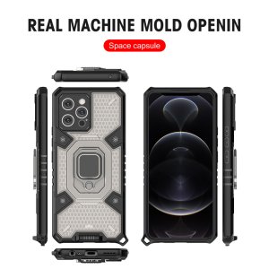 Case For iPhone 13 Pro Max Shockproof Case with Magnetic Ring Holder Grey