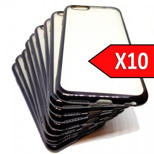 Case For iPhone 6 Plus Bulk Pack of 10 X Clear Silicone With Black Edge