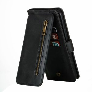 Flip Case For iPhone 13 Pro Max Wallet with Zip and Card Holder Black