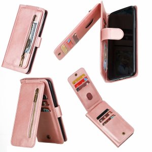 Flip Case For iPhone 13 Pro Max Wallet with Zip and Card Holder Pink