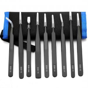 ESD Antistatic Tweezer Set Professional 9 Piece with Carry Case