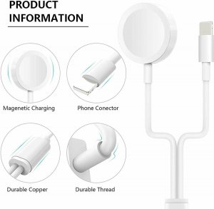 Wireless Charger For Apple Watch iPhone Magnetic 2 in 1 1m long
