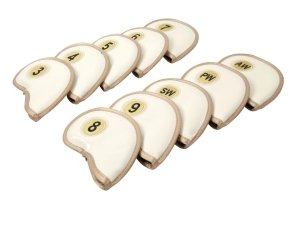 Leather Golf Club Headcovers Irons Set 10 Pcs Club Iron Head Covers in White