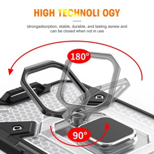 Case For iPhone 13 Pro Shockproof Case with Magnetic Ring Holder Grey