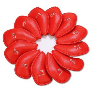 Leather Golf Club Headcovers Irons Set 12 Pcs Club Iron Head Covers in Red