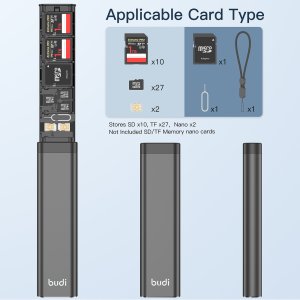 Memory Card Storage Stick Budi Alloy For microSD Full SD Nano Sim Organizer