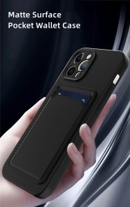 Case For iPhone 14 Pro Max 15 Pro Max Silicone Card Holder Protection in Black