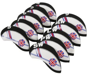 Golf Club Iron Head Covers Protector Headcover Set British in Black 10 Pcs