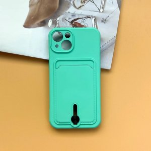 Silicone Card Holder Protection Case For iPhone 15 Plus in Green