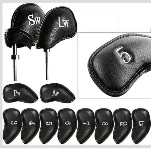 Leather Golf Club Headcovers Irons Set 12 Pcs Club Iron Head Covers in White