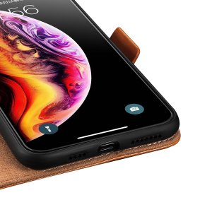 Flip Case For iPhone 11 Pro Max Luxury PU Leather Magnetic Card Holder Brown
