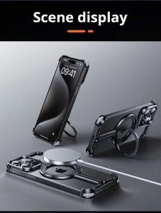 Alloy Corner Pad Camera Protector For iPhone 15 Premium Black Metal