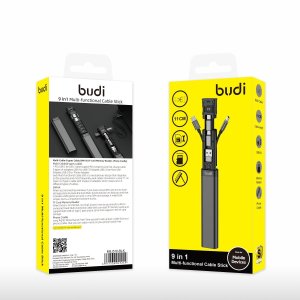 Budi 9-in-1 Essential Travel Charging & Data Sync Cable Stick - Black