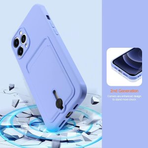 Silicone Card Holder Protection Case For iPhone 15 Plus in Lavender